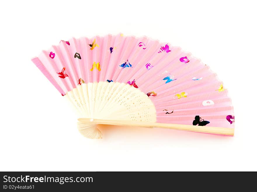 Pink fan (isolated on the white)