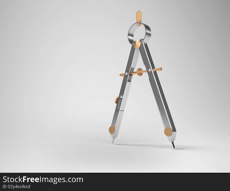 Drawing compass - this is a 3d render illustration