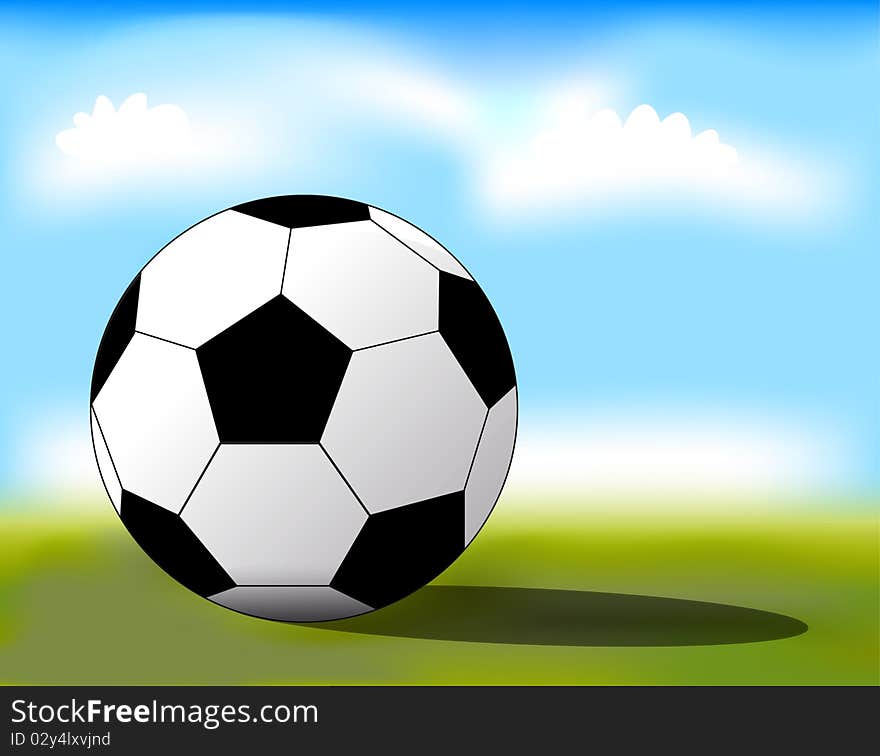 Football ball on the grass close-up. Vector