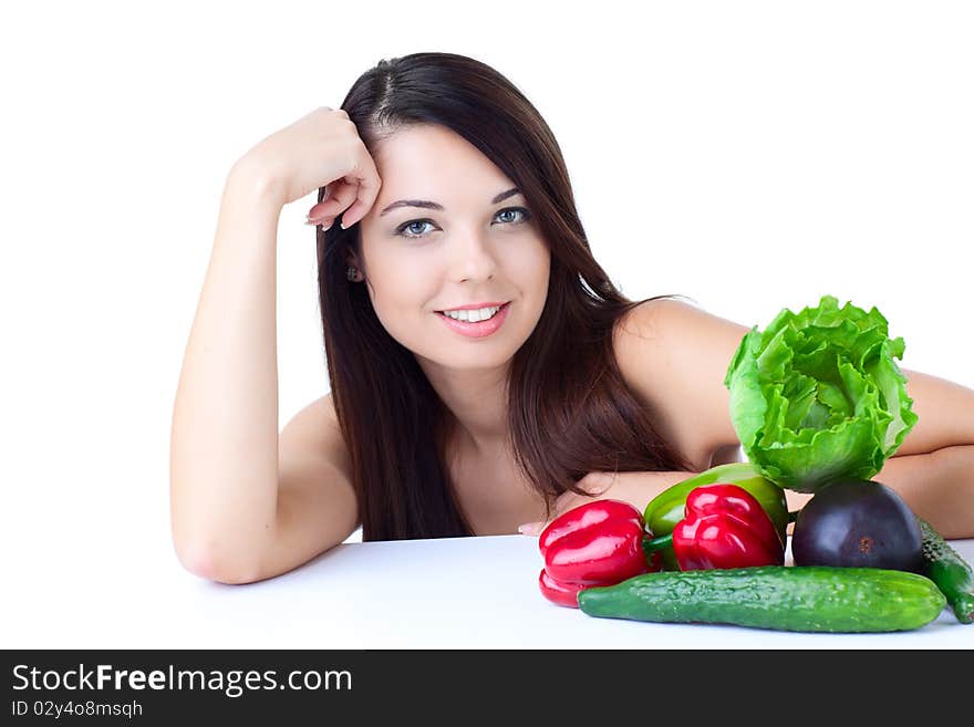 Young girl with  vegetables