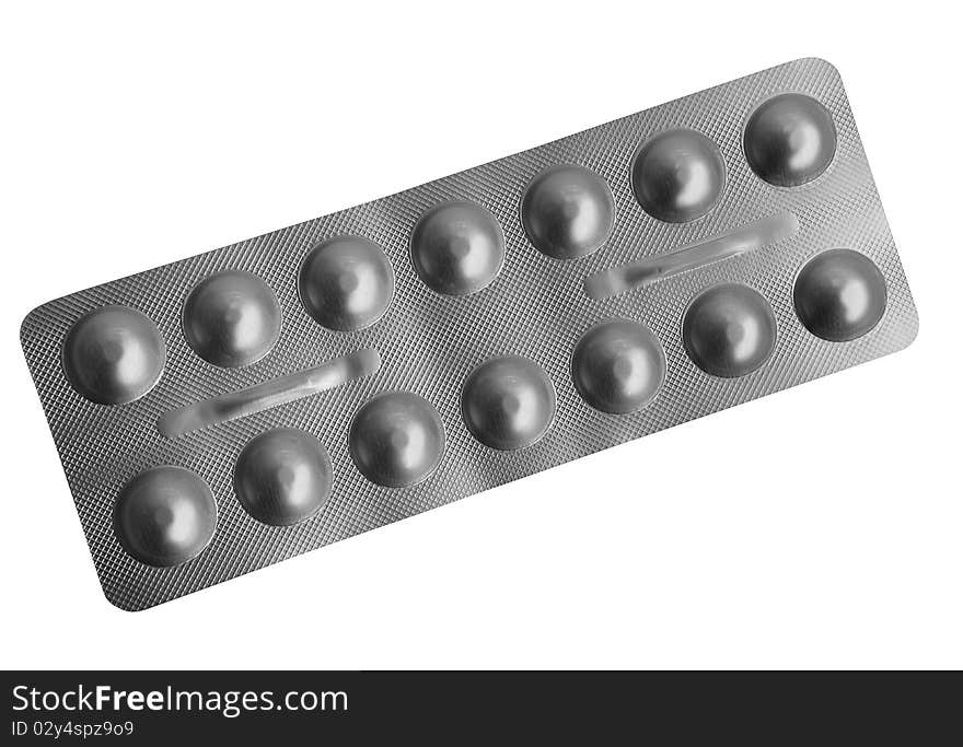 Pack of pills isolated over white background. Pack of pills isolated over white background