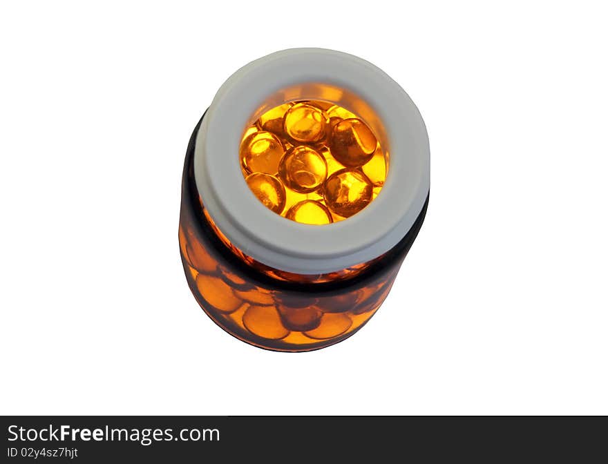 Capsules with a medicine isolated on a white background. Capsules with a medicine isolated on a white background