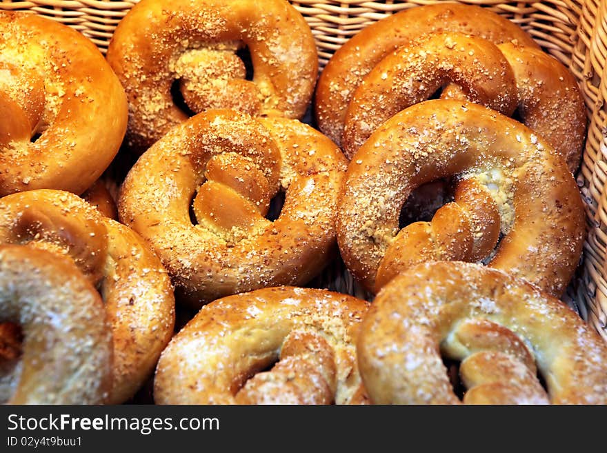 Fresh buns in a basket