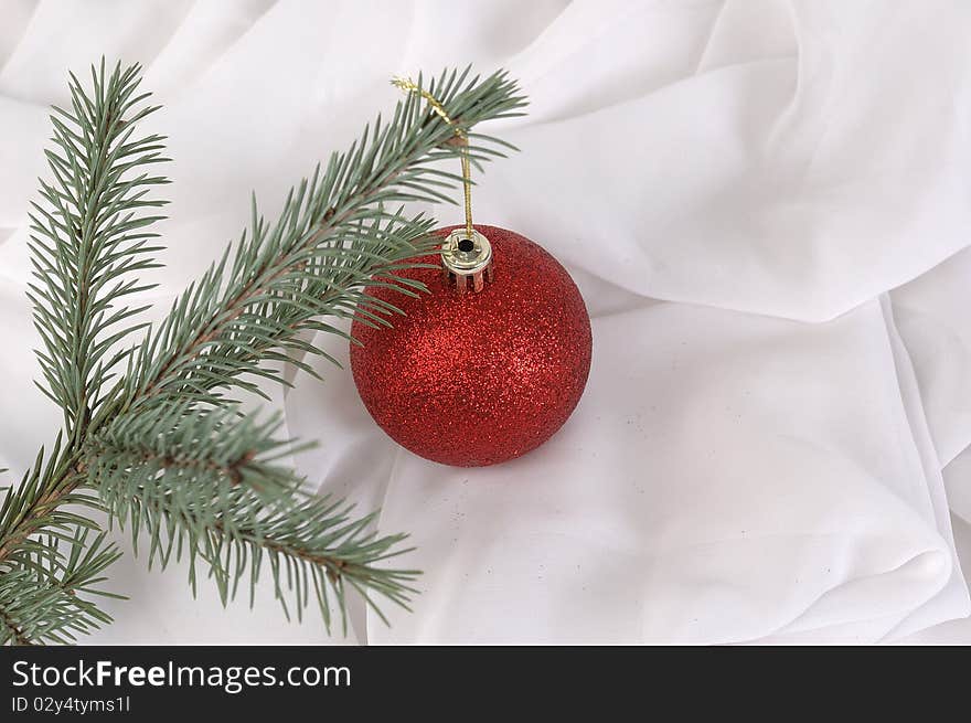 New Year's spheres on a white background