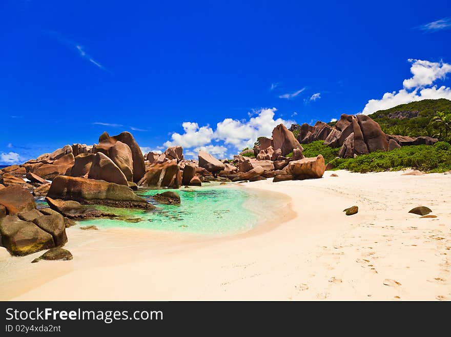 Tropical beach at Seychelles - nature background