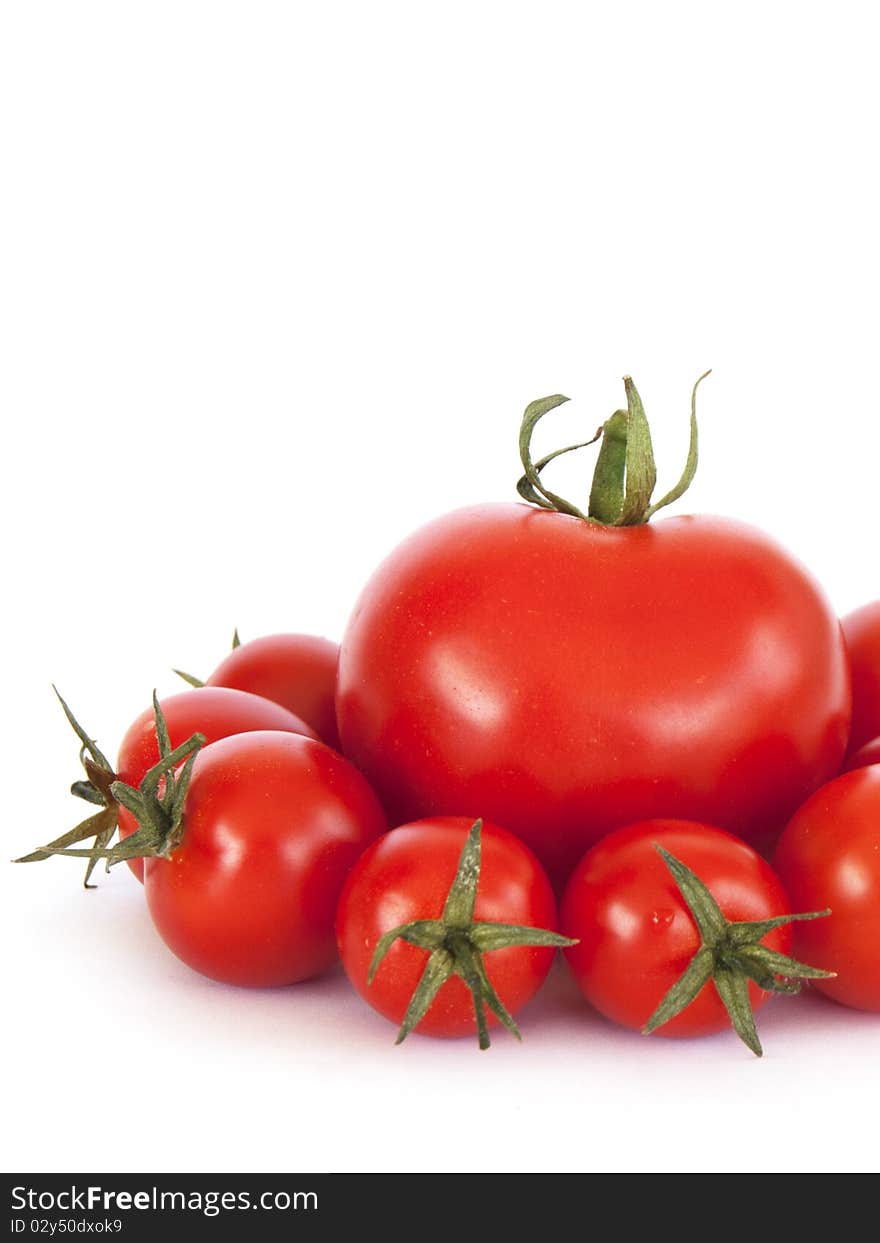 Tomatoes on a withe background