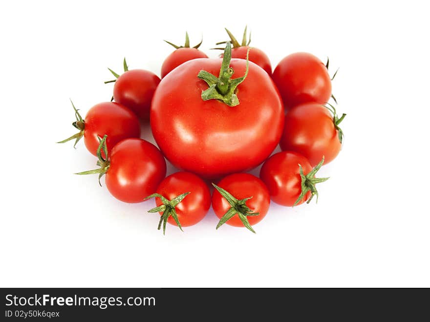 Tomatoes on a withe background