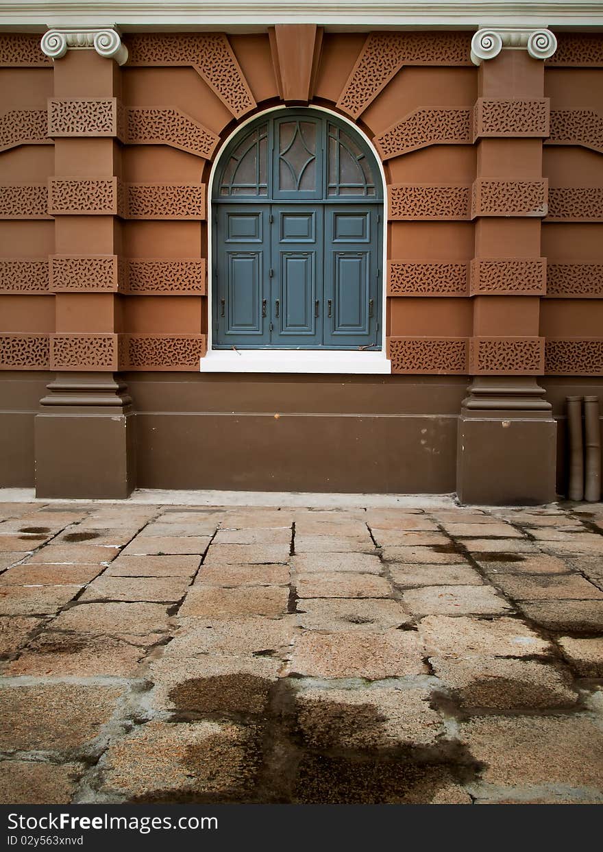 Front view of old european style building