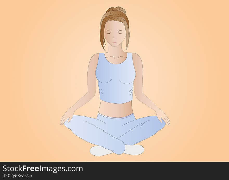 Brown-haired woman doing yoga