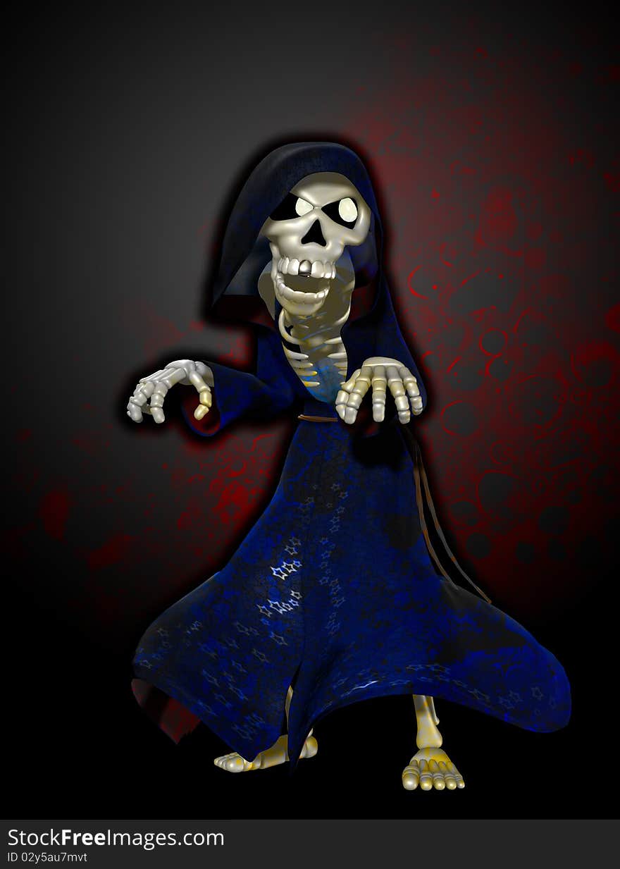 A cartoon version of the Grim reaper. A cartoon version of the Grim reaper.