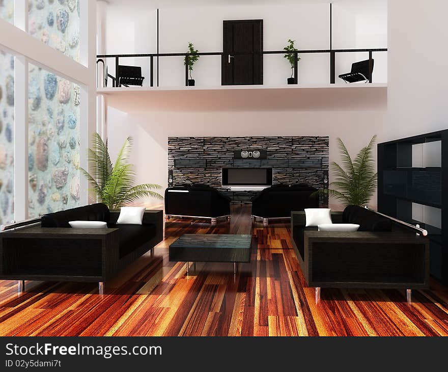 Interior drawing room (3d rendering )