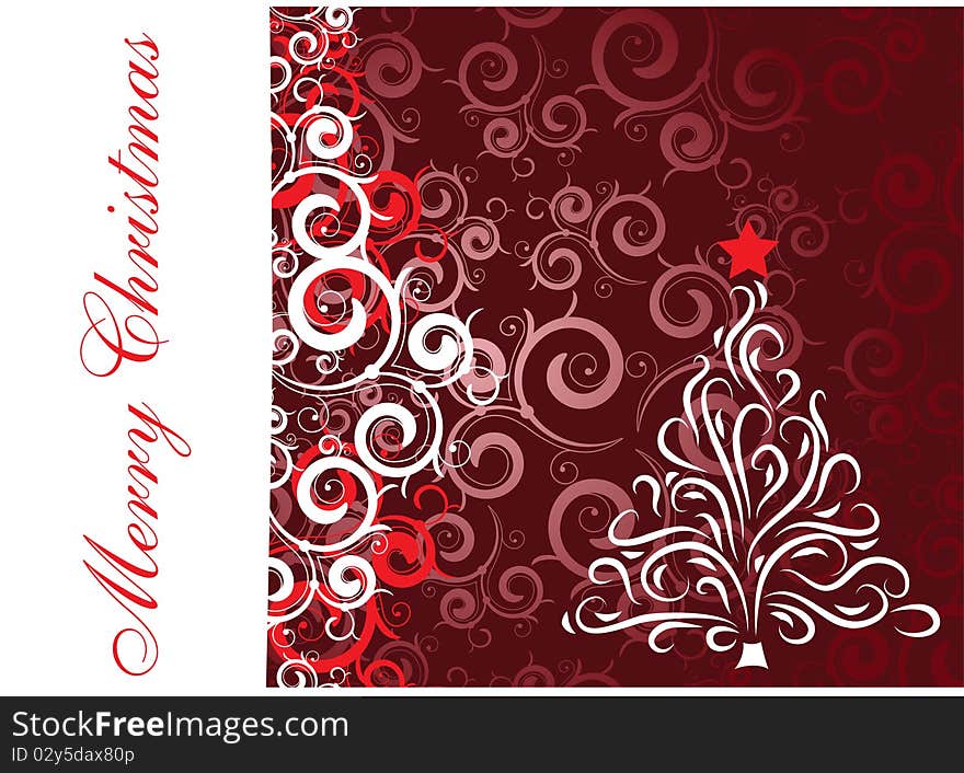 Bright christmas tree with curly elements