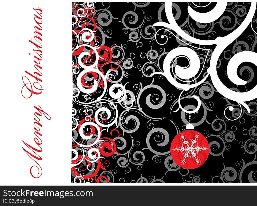 Bright christmas background with curly elements