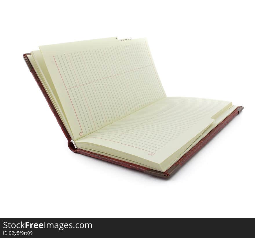 Brown isolated opened book over white background