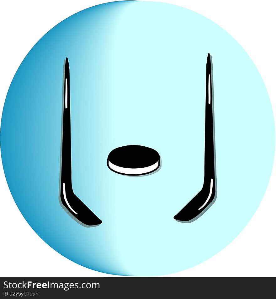 Sports symbol or puck of blue background. Sports symbol or puck of blue background