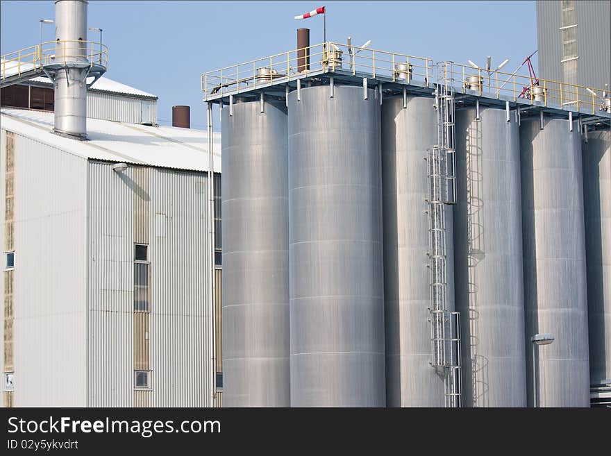 Big silo s of a Dutch factory