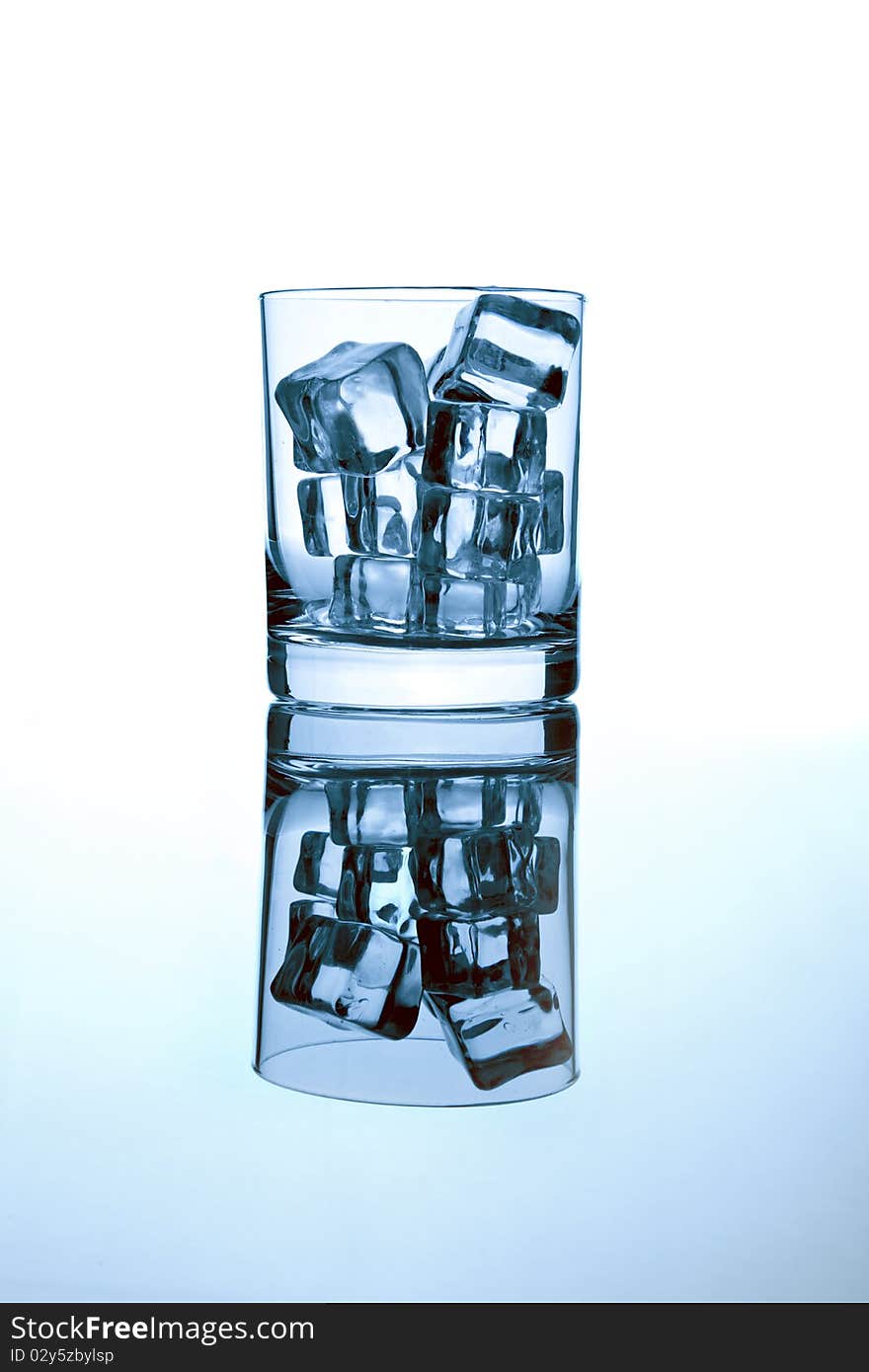 Glass With Ice Cubes.