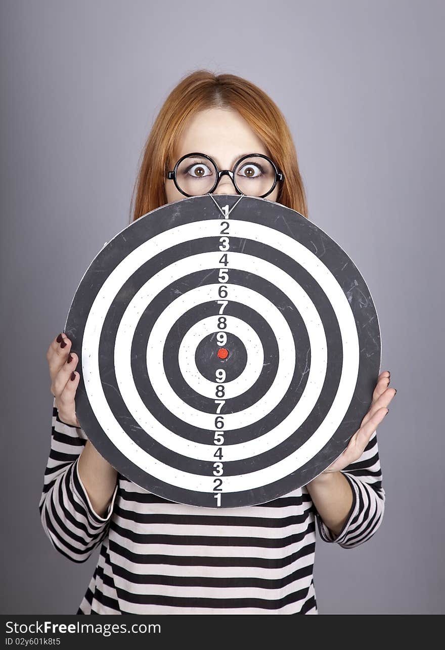 Red-haired Girl With Dartboard.