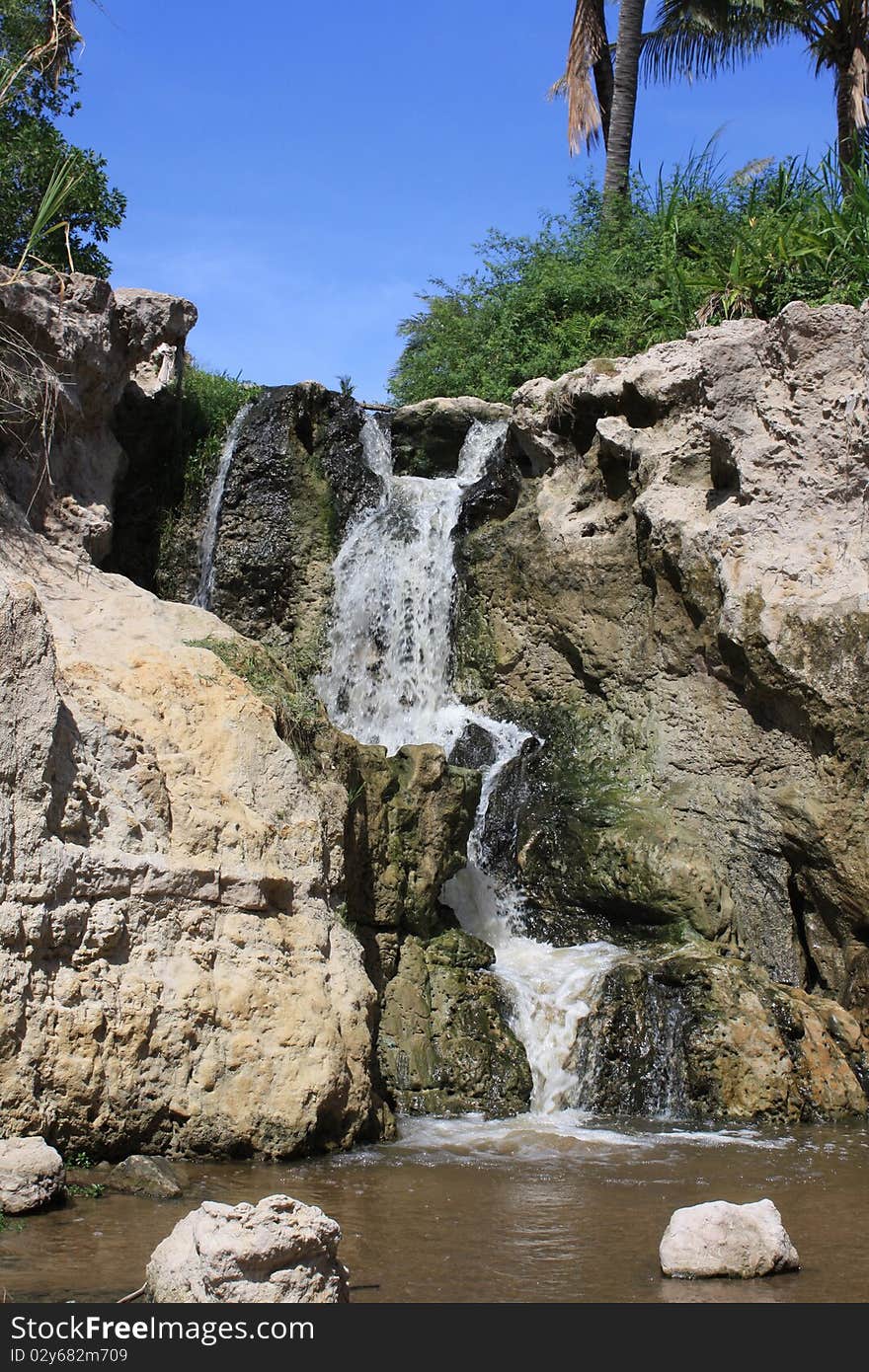 A little waterfall in the jungle of vietnam