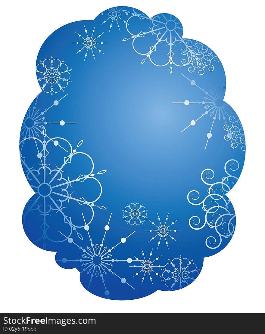 The blue background with snowflakes