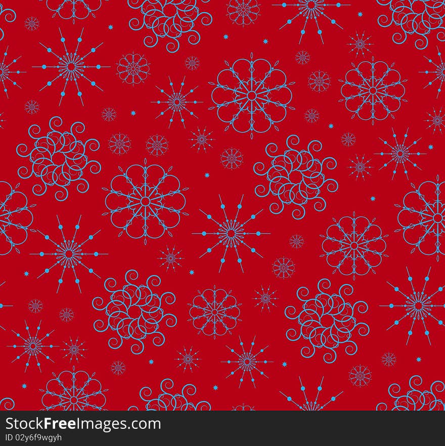 The red background with snowflakes. Seamless. The red background with snowflakes. Seamless