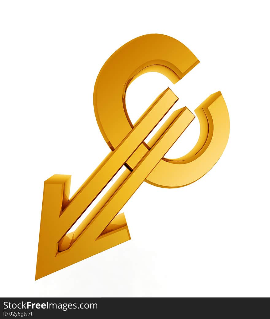 Gold Euro symbol of the incident