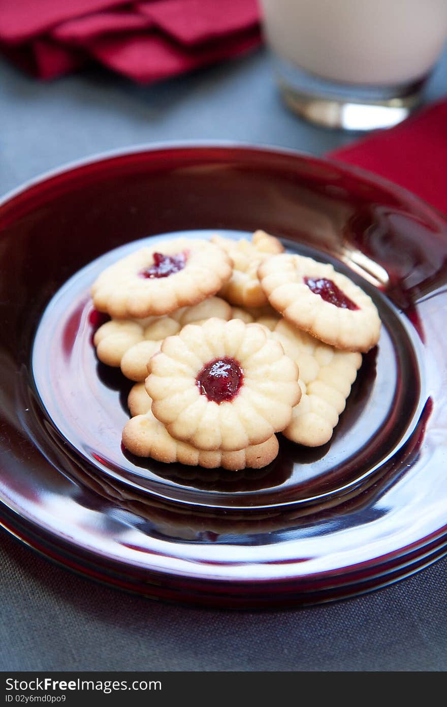 Cranberry jelly filled christmas cookies. Prehaps a snack for Santa