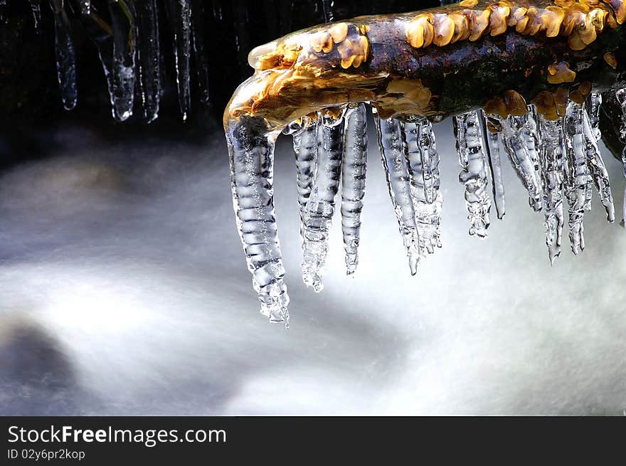 Icicles by the stream /long exposure