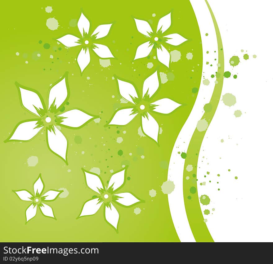 Abstract green floral background with some grunge particles added. Abstract green floral background with some grunge particles added.