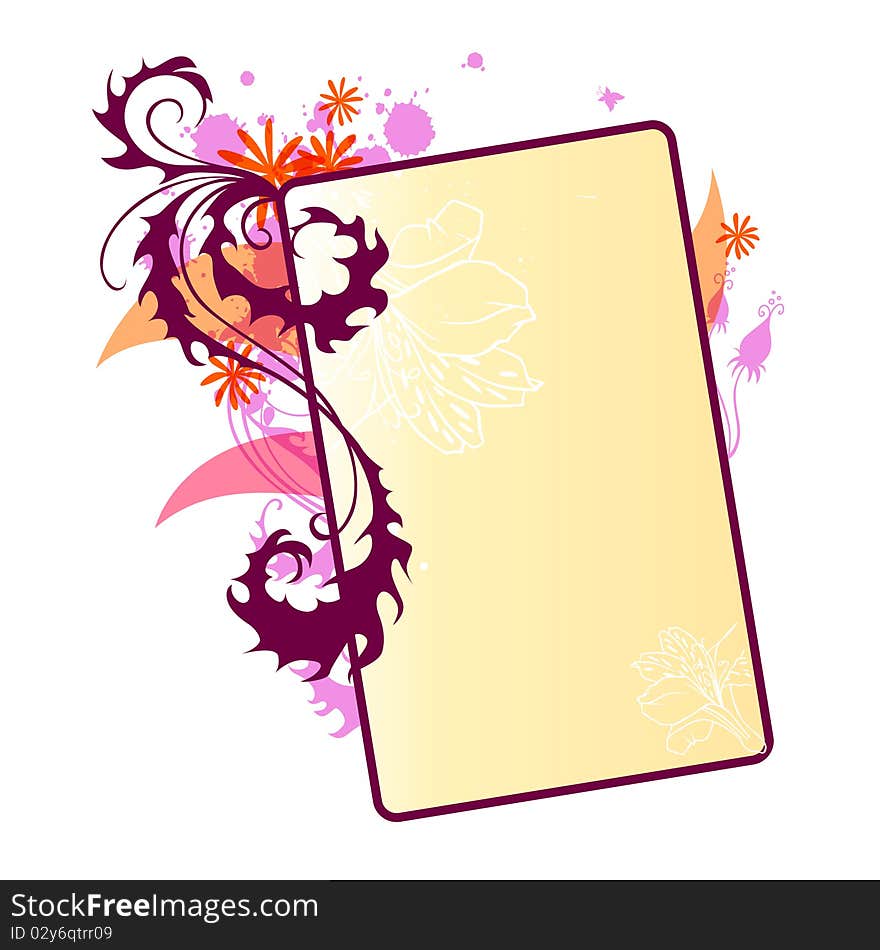 A text blank with a flower and decorative elements. A text blank with a flower and decorative elements