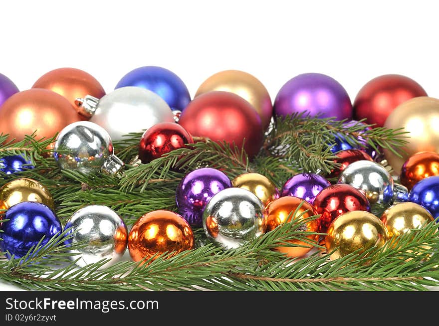 Christmas framework from colorful balls, isolated on white. Christmas framework from colorful balls, isolated on white