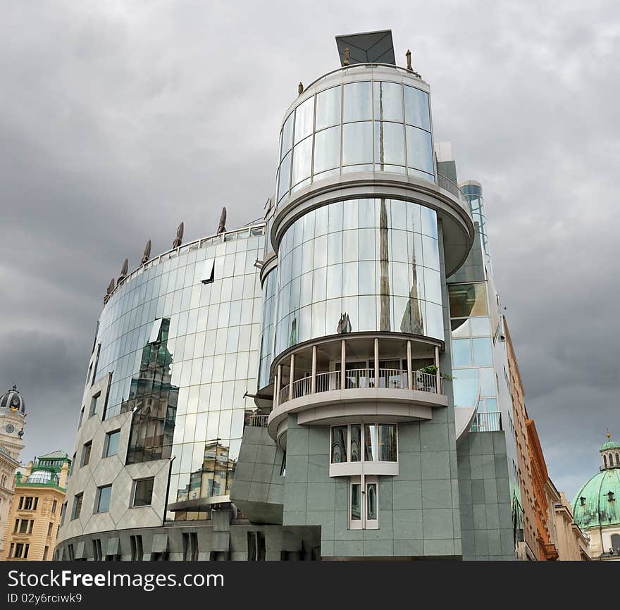 Facade of the famous Haas-Haus (architect Hans Hollein), retail building in Vienna, Austria. Facade of the famous Haas-Haus (architect Hans Hollein), retail building in Vienna, Austria.