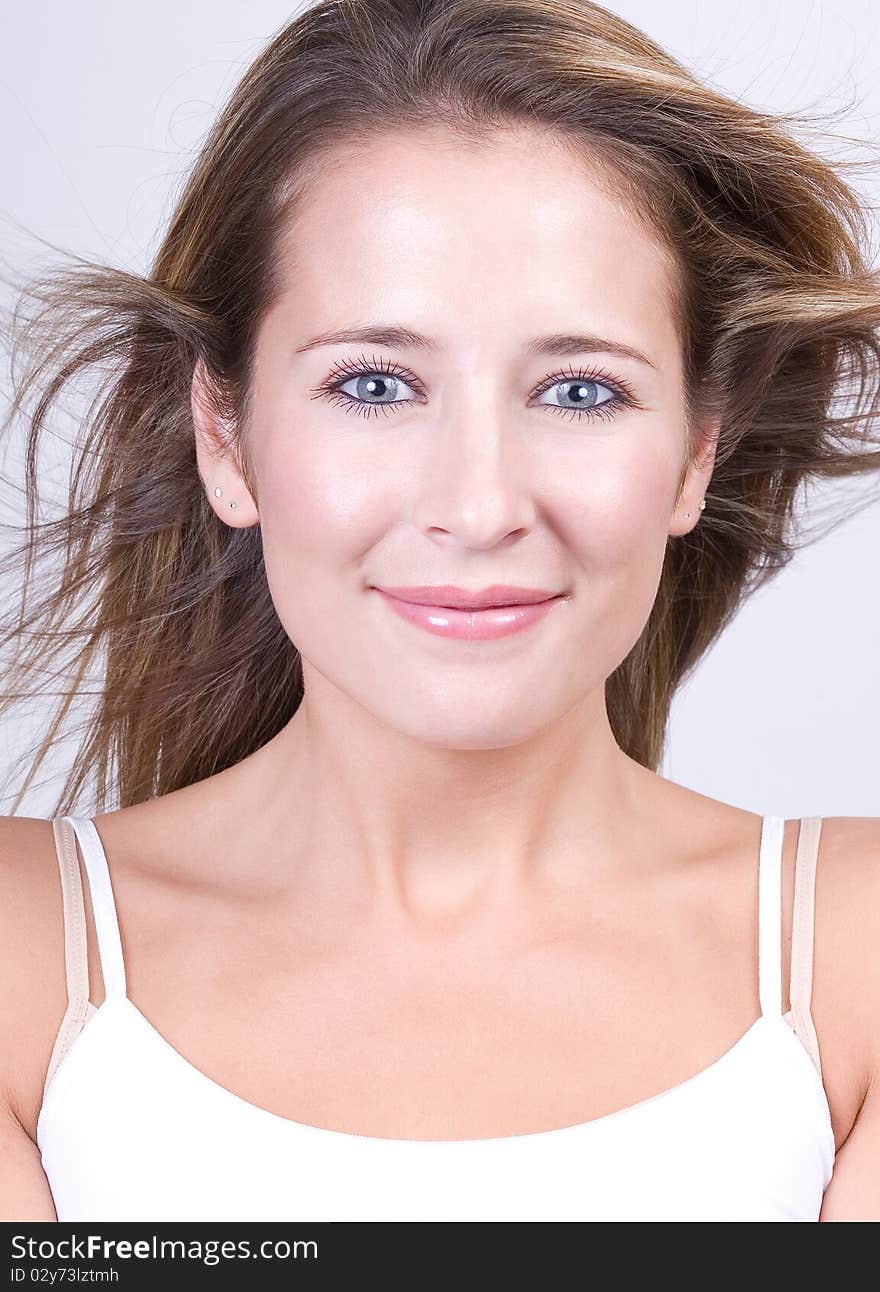 Closeup of a smiling happy woman