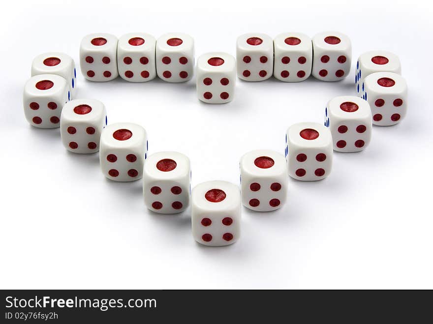 Arrangement of Dice in Love Shape