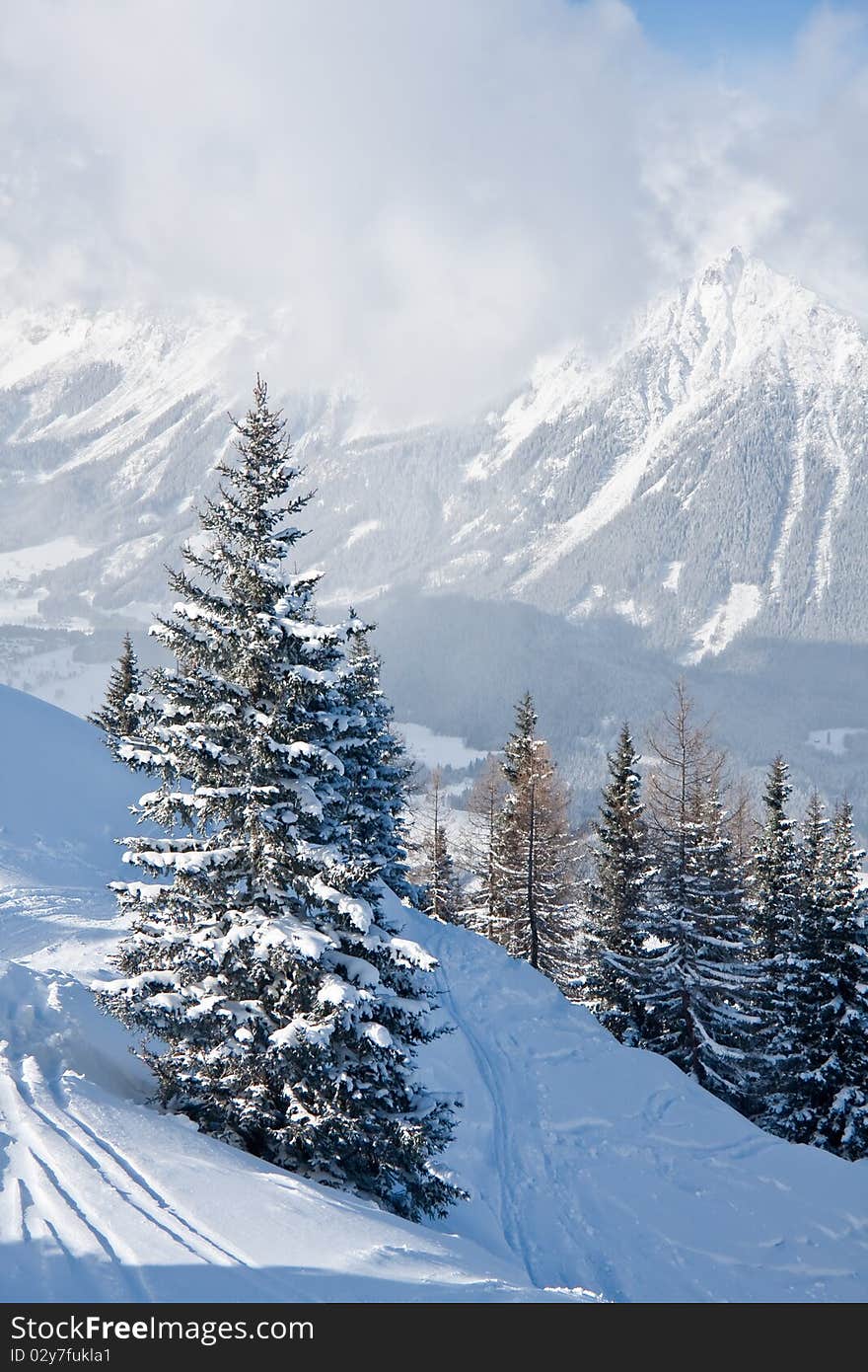 Mountains under snow. Schladming . Austria