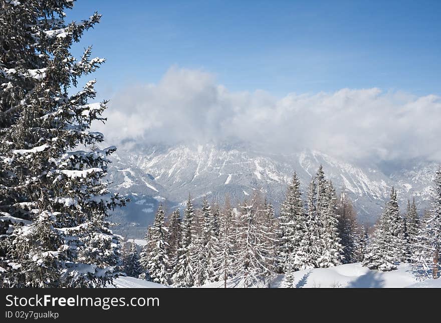 Mountains under snow. Schladming . Austria