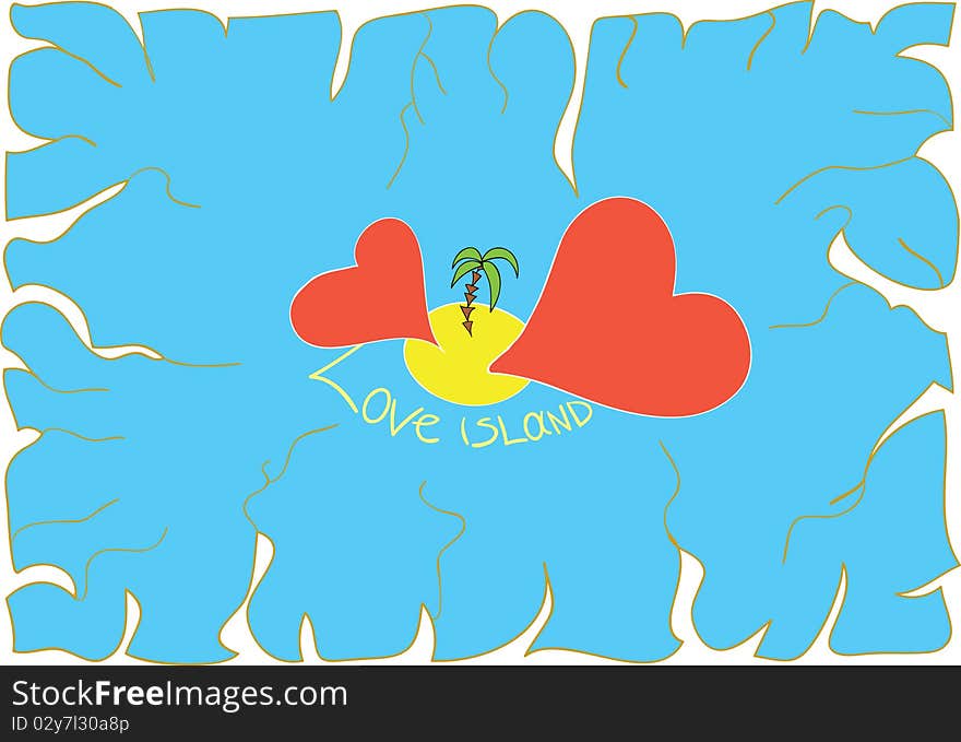 Secret map of the island lovers. Secret map of the island lovers