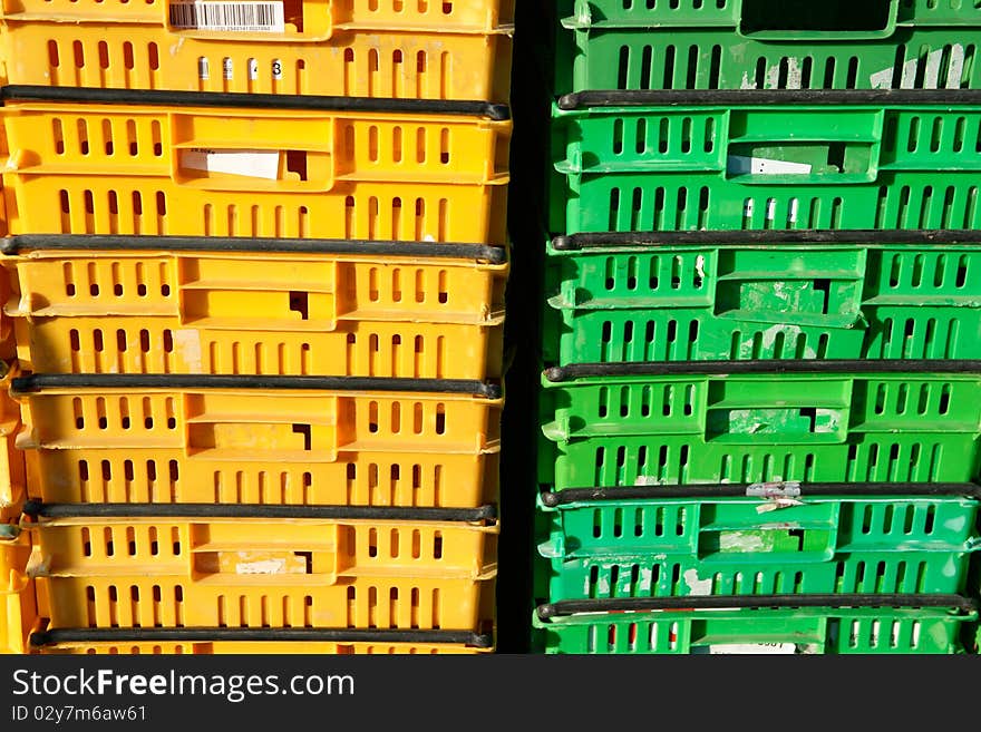 Storage Containers In Two Stacks.