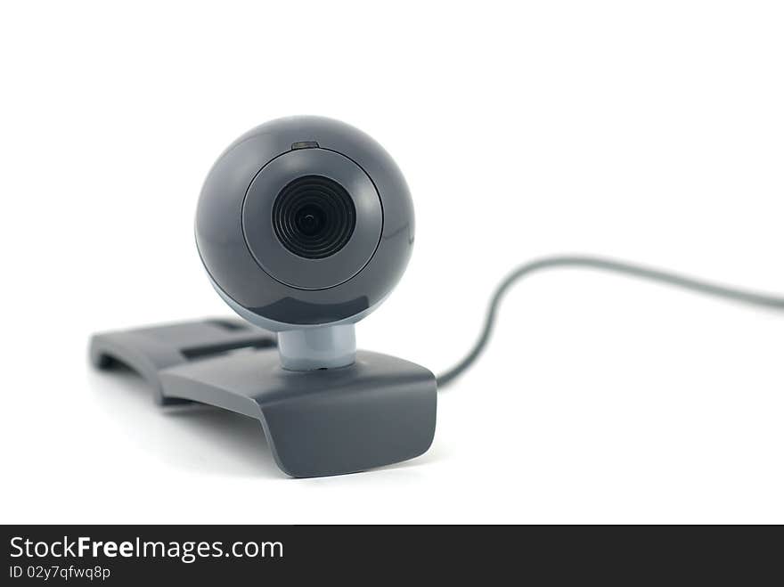 Studio shot of digital webcam on white background