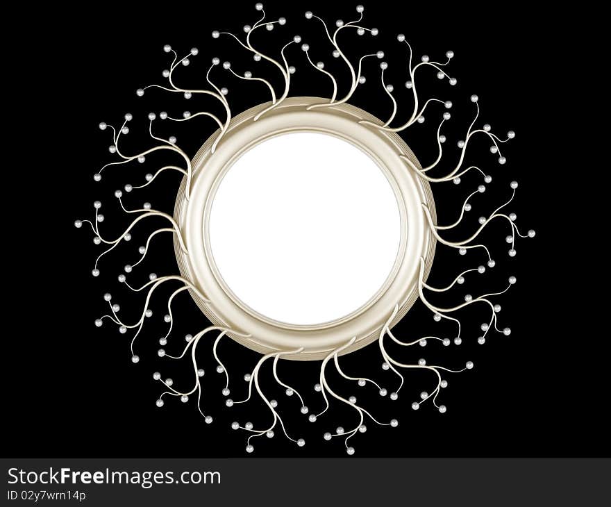 A decorative round picture frame isolated on black for putting your pictures in, render/illustration