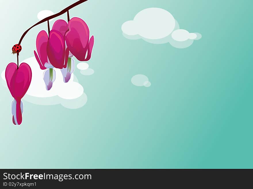 Illustration of Pouch peony background