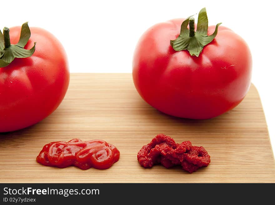 Tomato with ketchup and tomato marks