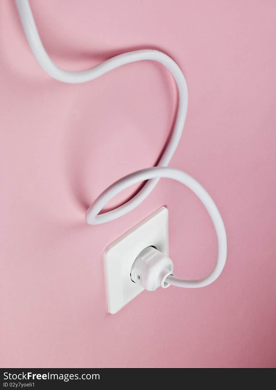 Electric Power Cable on Pink Background