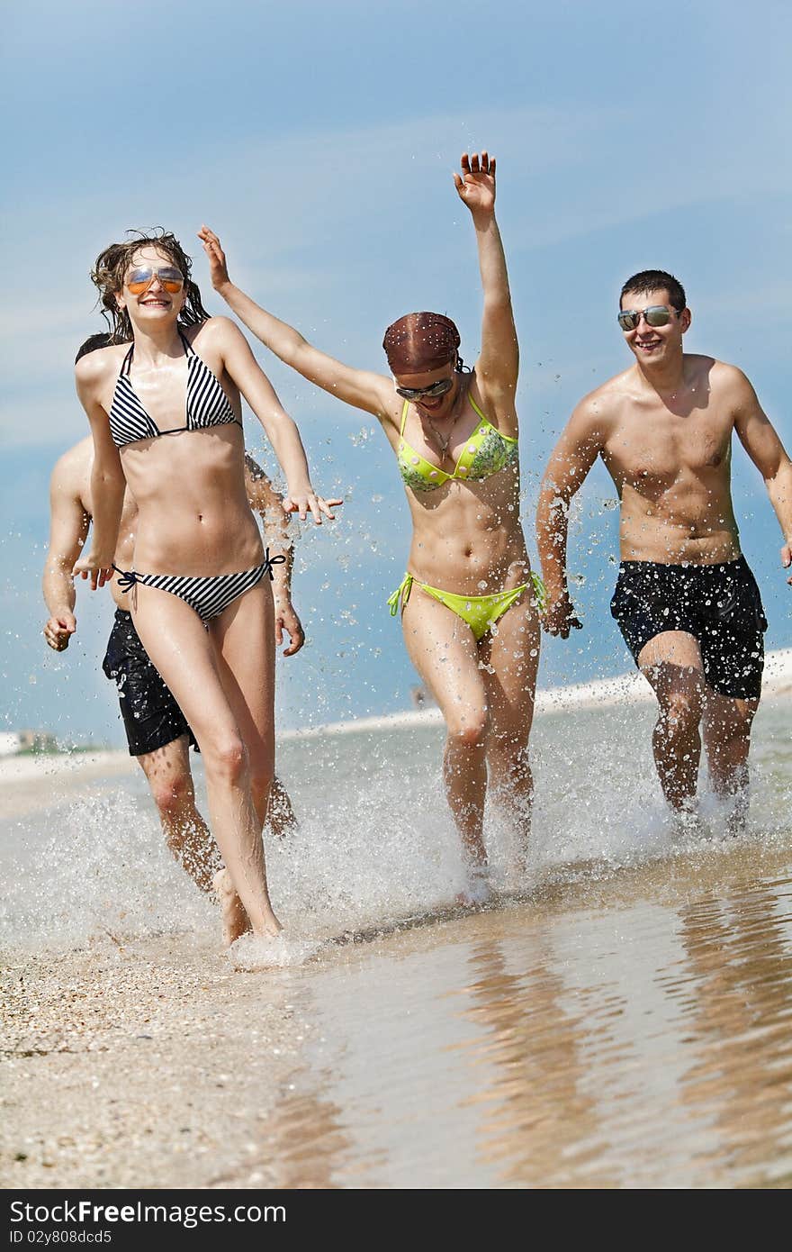 Friends having fun at the beach