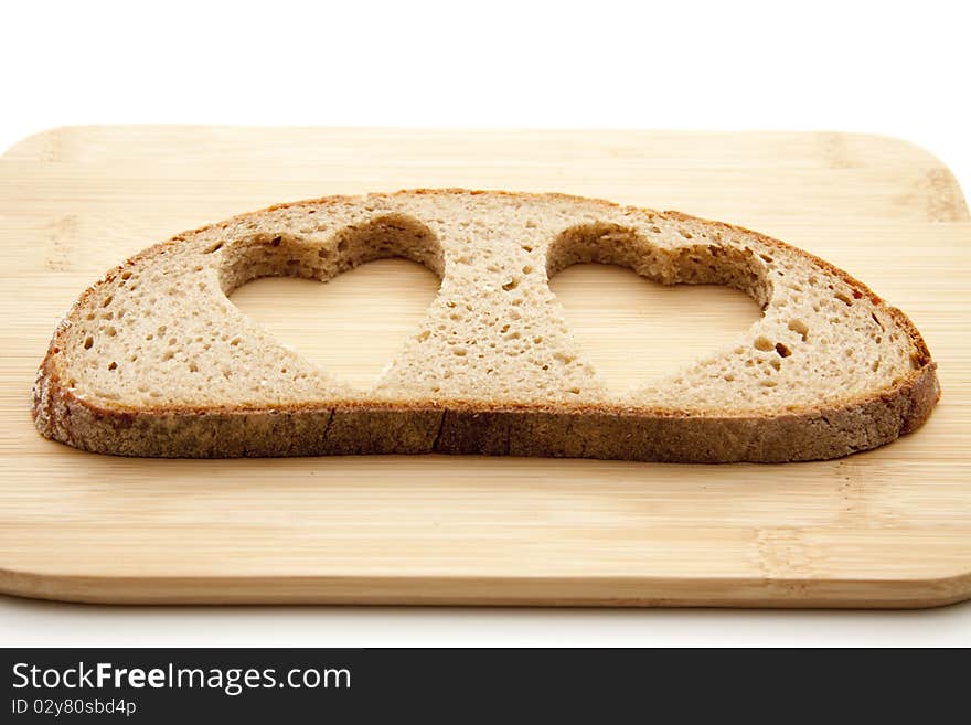 Heart cut out of bread. Heart cut out of bread