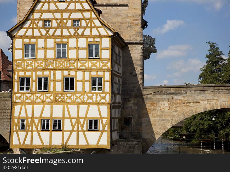 House on the bridge in Bamberg in Germany