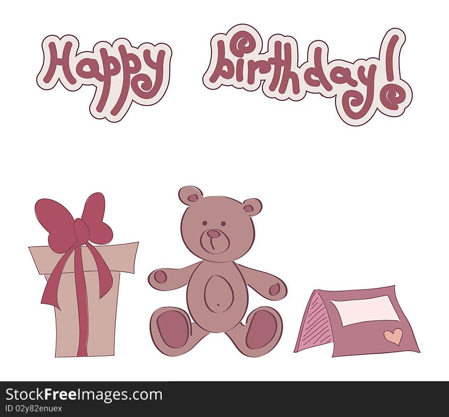 Teddy bear with gifts, isolated. Teddy bear with gifts, isolated