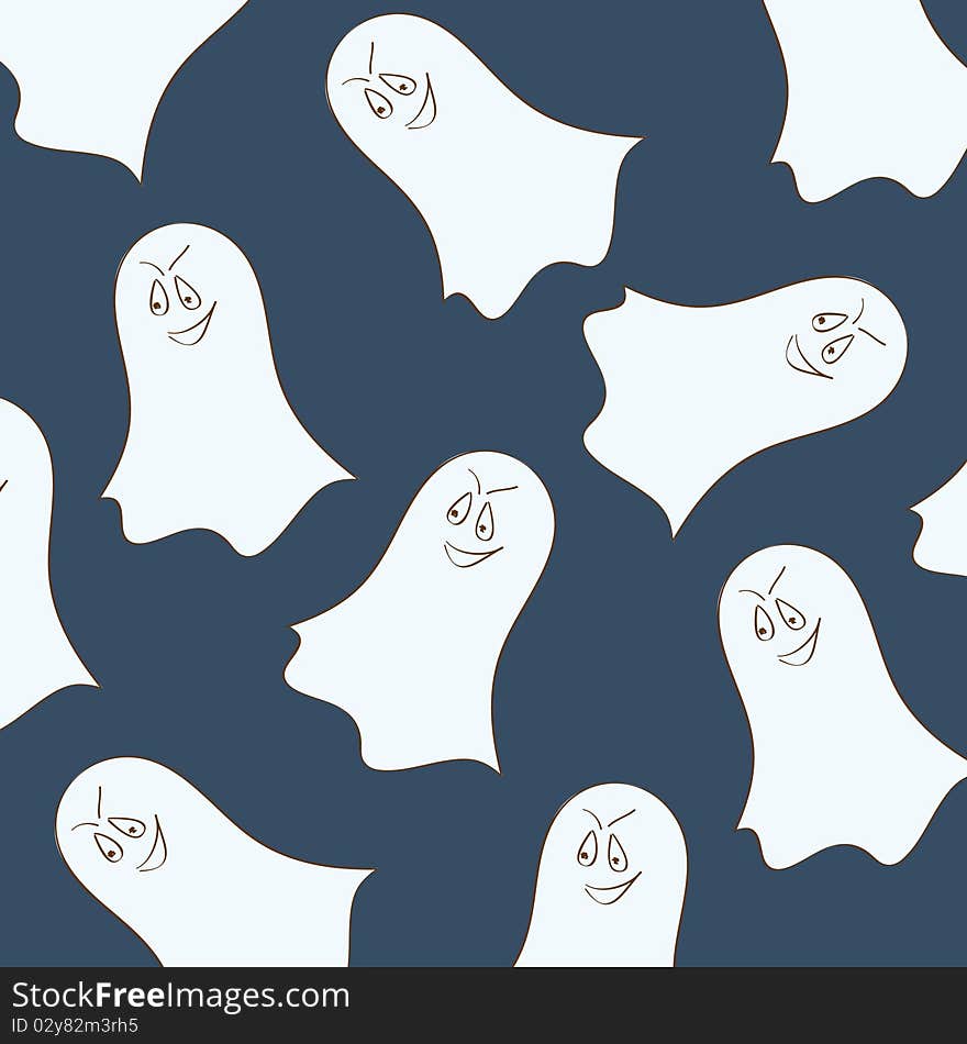 Funny ghosts on dark background for Halloween