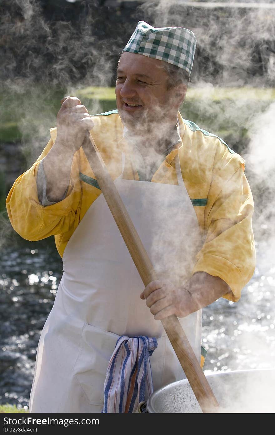 Cooking meat in the traditional way