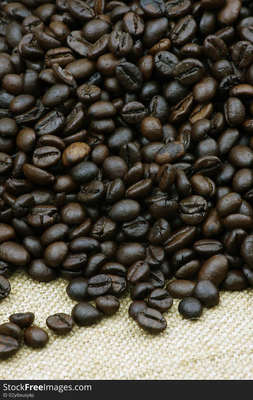 Coffee beans on the Linen